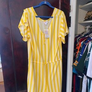 Large Lularoe Xanthe Yellow Stripe